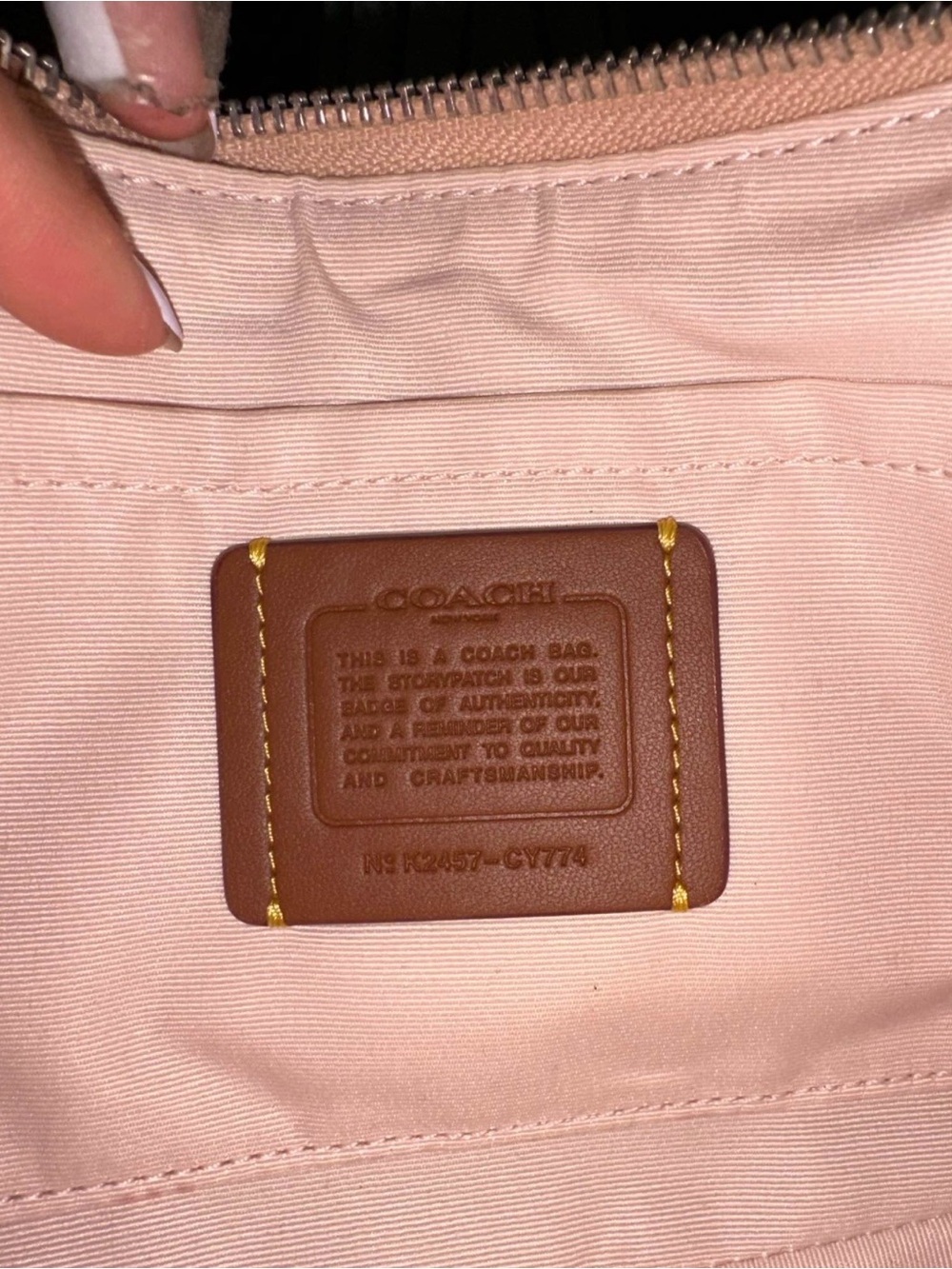 Coach Pebbled Signature Small Shoulder Bag in Pale Pink used - Picture 2 of 8